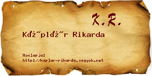 Káplár Rikarda névjegykártya